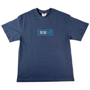 SnowDay Tee Shirt Mens Small Navy Blue Embroidered Box Logo Crew Neck Cotton